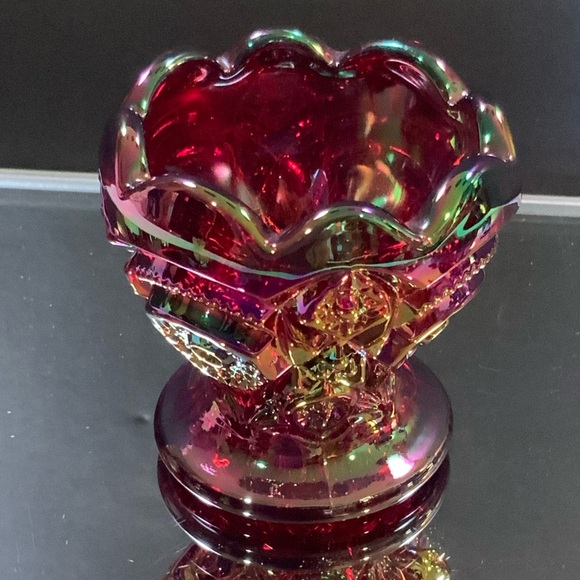 Vintage Imperial Toothpick Holder Red Carnival Iridescent Glass - Picture 1 of 6